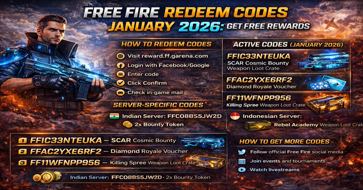 Free Fire Redeem Codes January 2026: Get Free Rewards