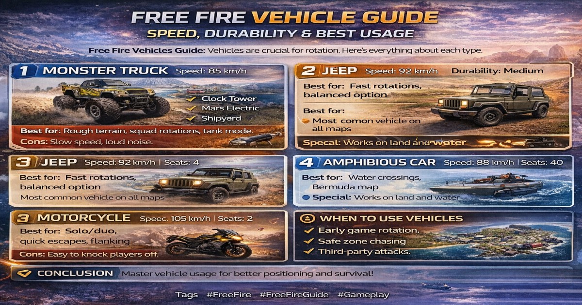 Free Fire Vehicle Guide: Speed, Durability & Best Usage
